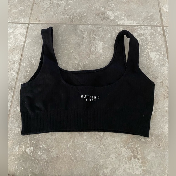 Black Ribbed Sports Bra - Picture 2 of 2